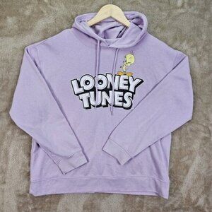 Looney Tunes Tweety Yellow Canary Hoodie Unisex Adult Size XL Purple Sweatshirt